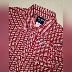 Vintage Wrangler RED Plaid 80s 90s  Pearl Snap Western Cowboy Rancher Shirt 2XT